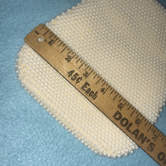 WALBORG vintage hand beaded pearl wristlet with gold chain NEW - Picture 8 of 11